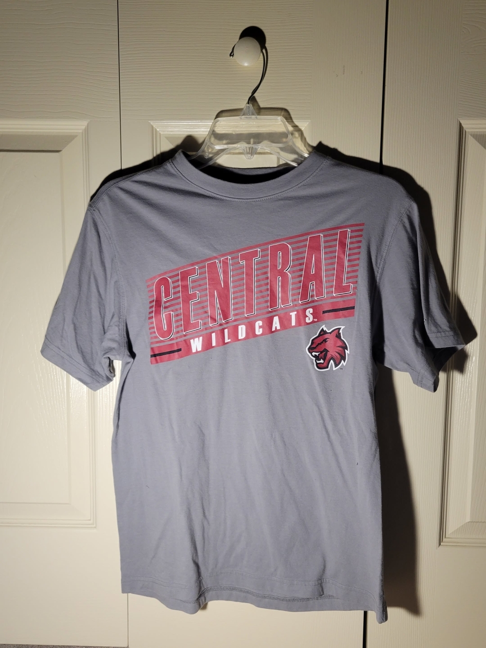 CWU Central Wildcats Short Sleeve Tee - Light Gray with Red Graphic